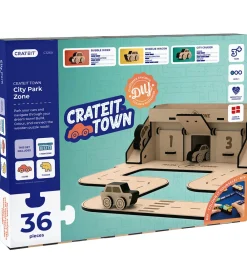 Crateit Trælegetøj|Kreasæt - Town - Træ - Parkeringsområde - 36 Del