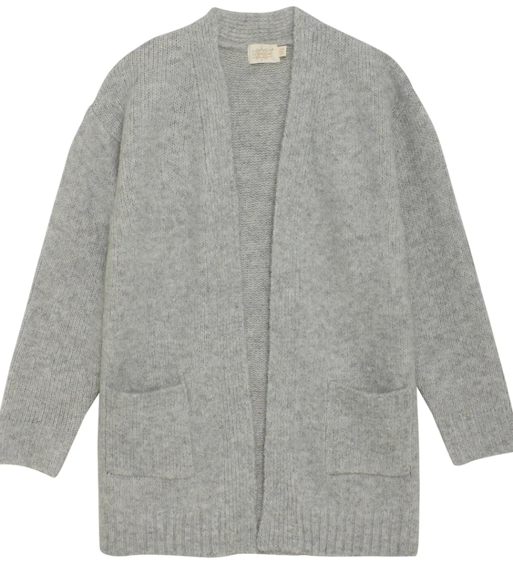 Børn Creamie Striktrøjer|Cardigan - Strik - Lang - Light Grey Melange