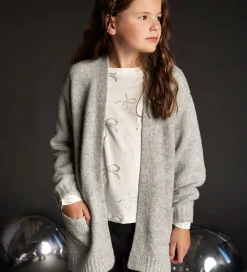 Børn Creamie Striktrøjer|Cardigan - Strik - Lang - Light Grey Melange