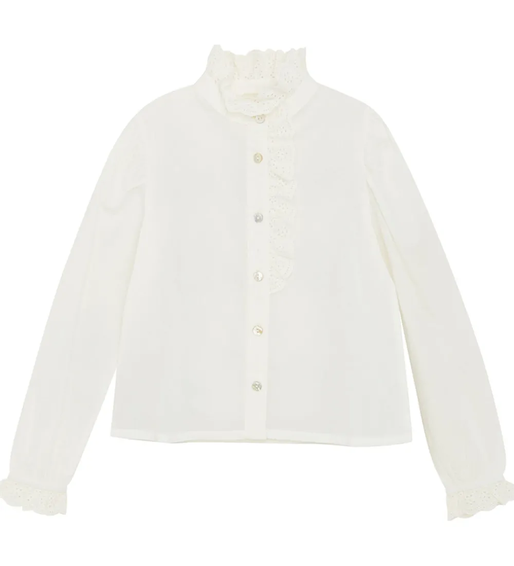 Børn Creamie Skjorter|Skjorte - Woven - Cloud m. Broderie Anglaise