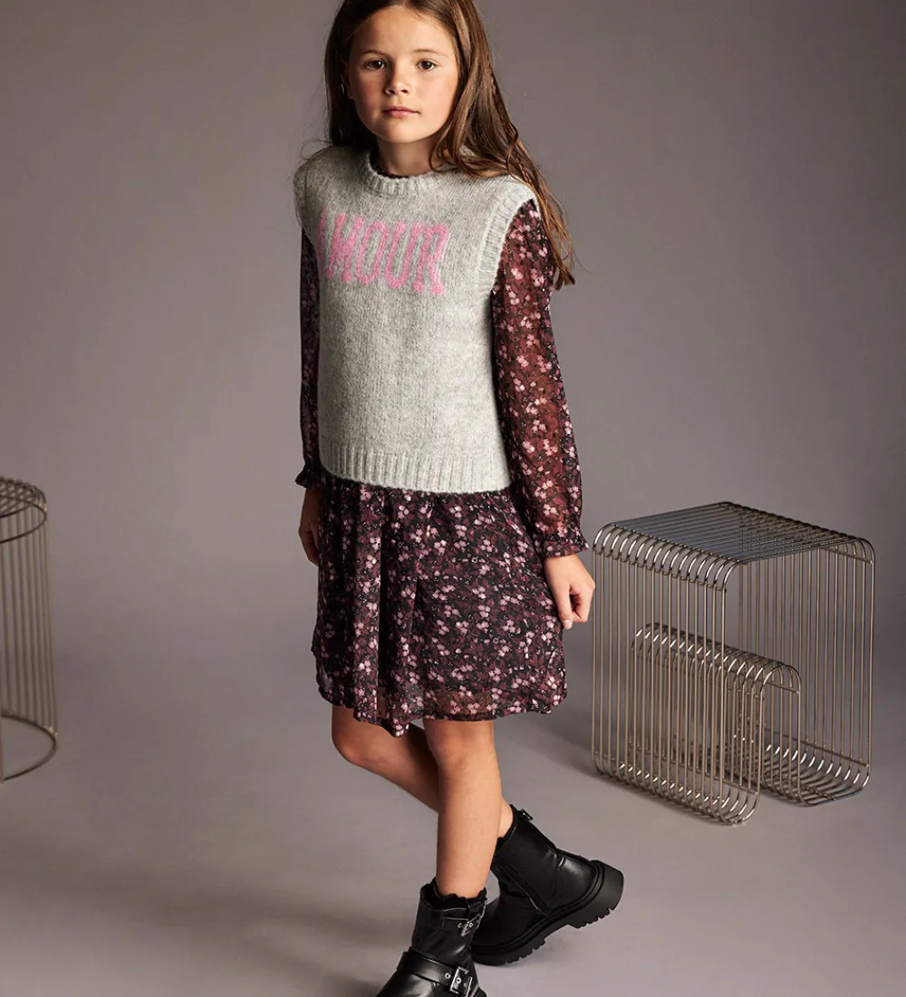 Børn Creamie Veste|Vest - Strik - Slipover - Light Grey Melange