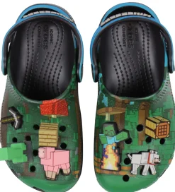 Crocs Blinkesko|Sandaler m. Lys - Classic Clog K - Blå/Sort m. Minecraft