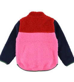 Børn Danefæ Fleece|Fleecejakke - Danebaever - Red/Navy/Spicy Pink