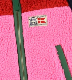 Børn Danefæ Fleece|Fleecejakke - Danebaever - Red/Navy/Spicy Pink