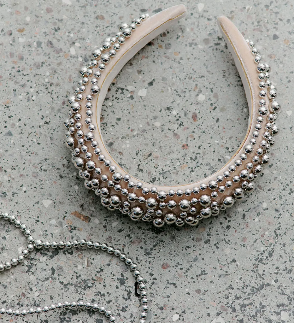 DAY ET Hårpynt>Hårbøjle - Beaded Chrome Hair Band - Silver