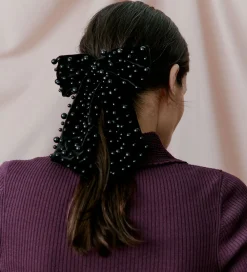DAY ET Hårpynt|Hårspænde - Pearly Velvet Bow - Sort