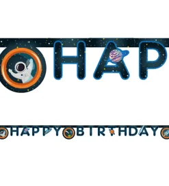 Decorata Party Festartikler|Happy Birthday Banner - Rocket Space