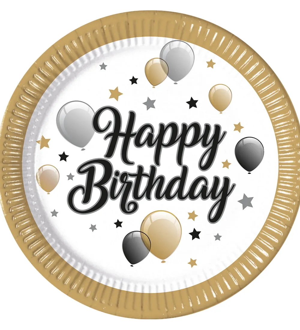 Decorata Party Festartikler>Paptallerkner - 8-pak - 23 cm - Milestone Happy B