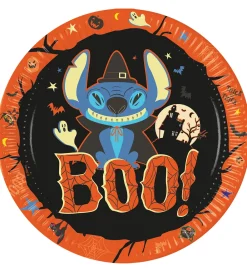 Decorata Party Festartikler>Paptallerkner - 8-pak - 23 cm - Stitch Halloween