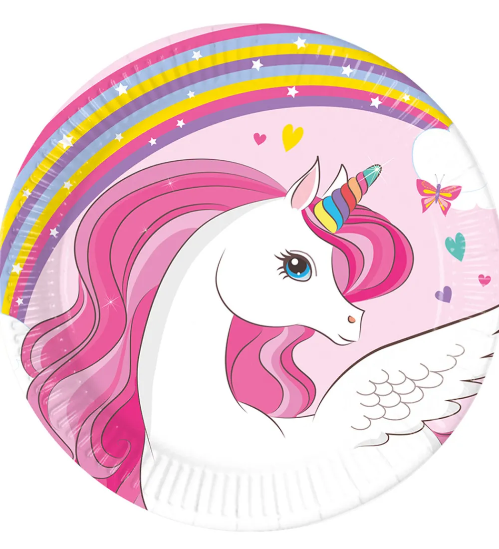 Decorata Party Tallerkener|Paptallerkner - 8-pak - 23 cm - Unicorn Rainbow C