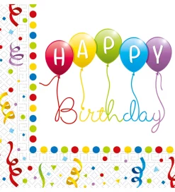 Decorata Party Festartikler>Servietter - 20-pak - 33x33 cm - Happy Birthday S
