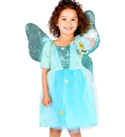 Den Goda Fen Udklædningstøj|Halloween|Udklædning - Fekjole m. Vinger/Tryllestav - Turkis