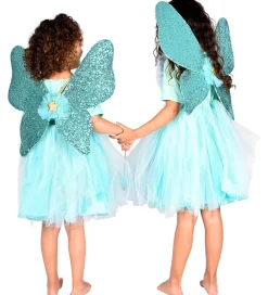 Den Goda Fen Udklædningstøj|Halloween|Udklædning - Fekjole m. Vinger/Tryllestav - Turkis