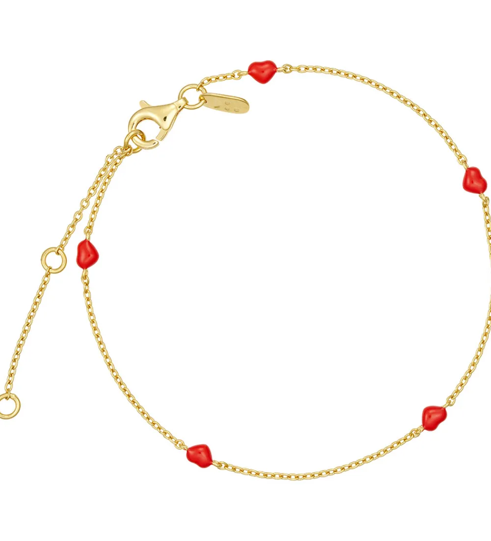 Design Letters Smykker>Armbånd - Little Big Love - Guld/Rød