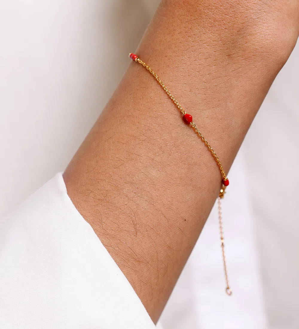 Design Letters Smykker>Armbånd - Little Big Love - Guld/Rød