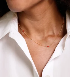 Design Letters Smykker>Halskæde - Little Big Love - Guld/Rød