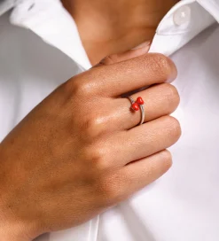 Design Letters Smykker>Ring - Little Big Love - Sølv/Rød