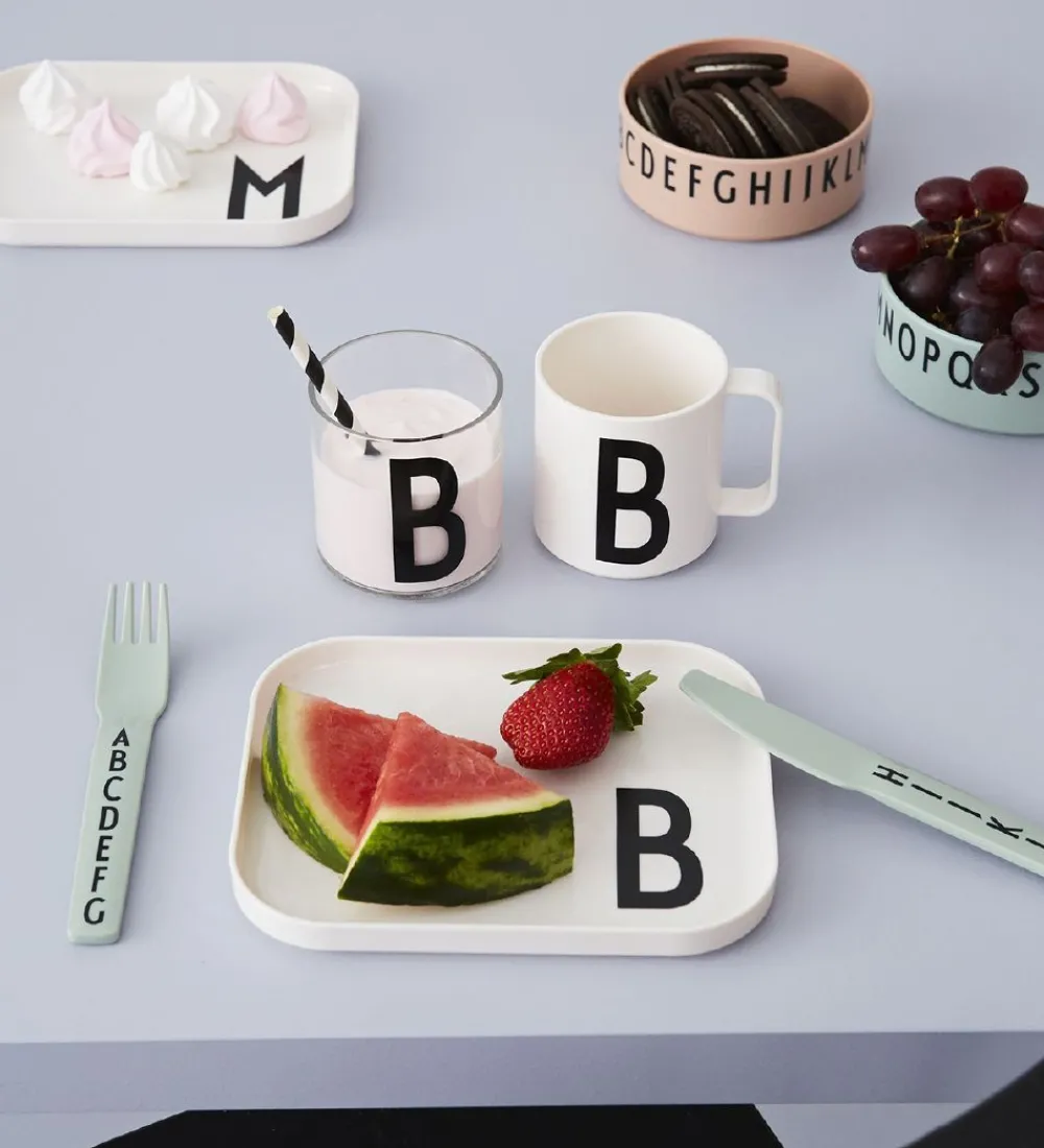 Design Letters Skåle>Skål - 3-pak - Grøn/Hvid/Grå m. Bogstaver