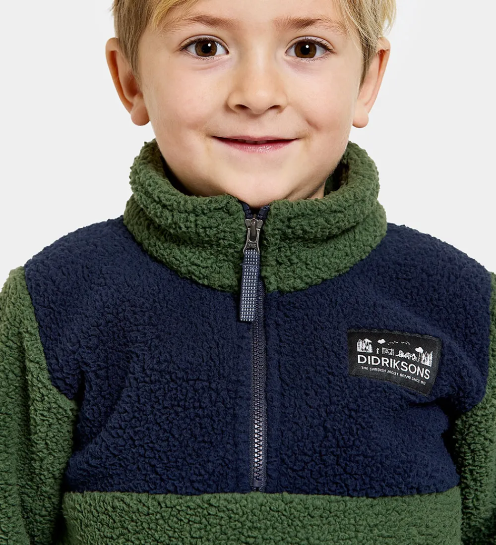 Børn Didriksons Fleece>Fleecetrøje - Gosig - Light Moss