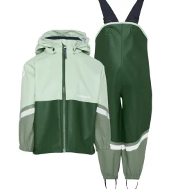 Børn Didriksons Regntøj>Regntøj m. Seler - Waterman - PU - Pine Green