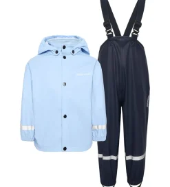 Børn Didriksons Regntøj>Regntøj m. Seler - PU - Slaskeman - Light Sea Blue