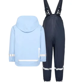 Børn Didriksons Regntøj>Regntøj m. Seler - PU - Slaskeman - Light Sea Blue