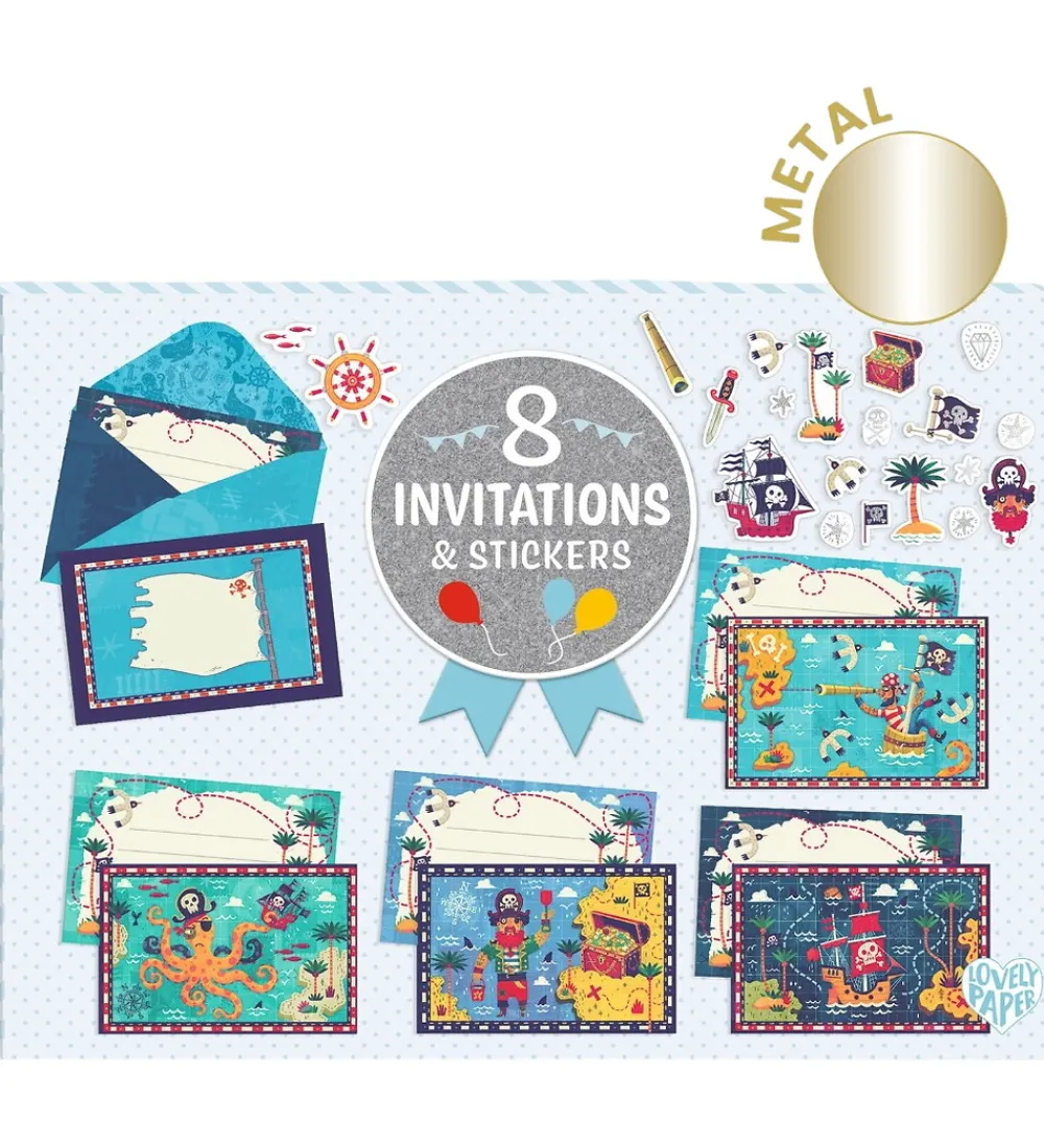Djeco Festartikler|Invitationer - 8 Stk. - Pirater