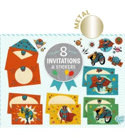 Djeco Festartikler|Invitationer - 8 stk. - Superhelte