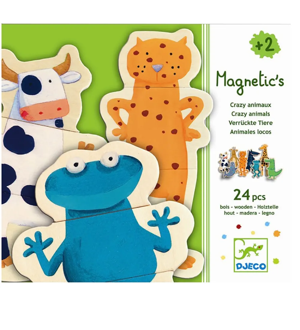 Djeco Magnet>Magneter - 24 stk. - Træ - Crazy