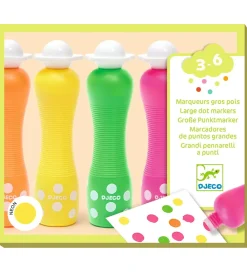 Djeco Tuscher Og Farver|Skriveredskaber|Prikmarkører - 4 stk. - Neon