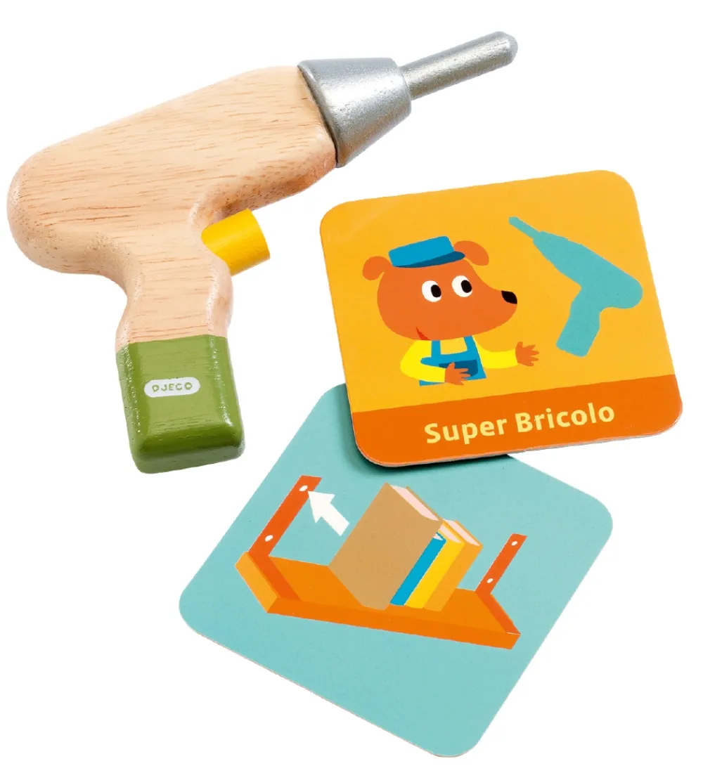 Djeco Legeværktøj>Værktøjskasse - Træ - Super Bricolo - Handyman