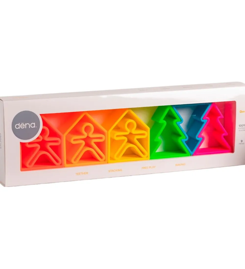 Dëna Aktivitetslegetøj|Aktivitetslegetøj - Silikone - 9 Dele - Neon