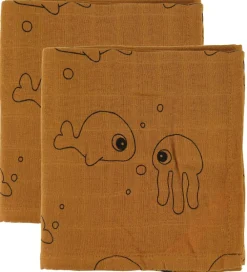Done by Deer Babysvøb>Babysvøb - 120x120 - 2 stk - Sea Friends - Mustard