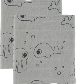 Done by Deer Babysvøb|Babysvøb - 120x120 - 2 stk - Sea Friends - Grå