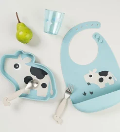 Done by Deer Tallerkener>Silikone Stick Ad Stay Tallerken - Dotti Blå