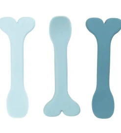 Børn Done by Deer Børnebestik|Babyskeer|Skeer - Silikone - 3-pak - Wally - Blå