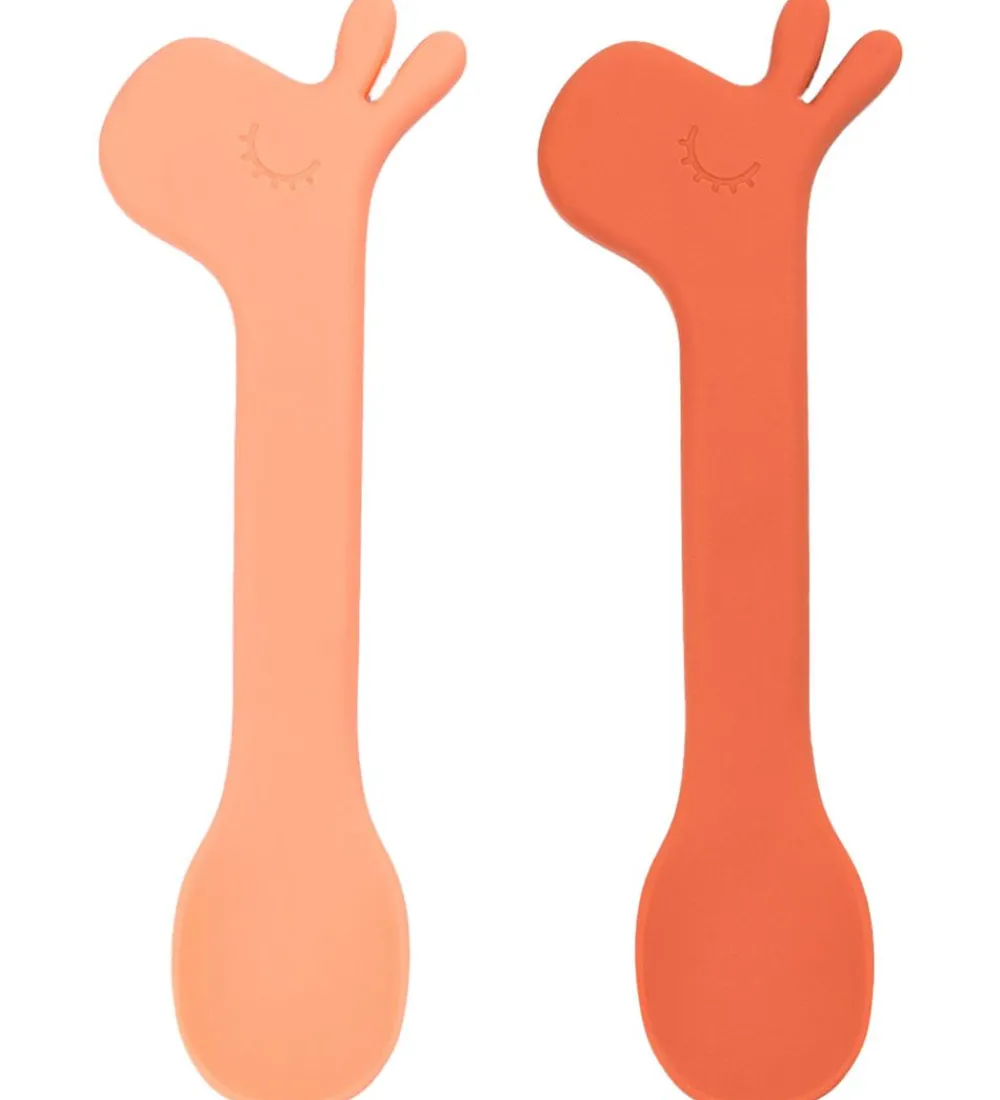 Børn Done by Deer Børnebestik|Babyskeer|Skeer - Silikone - 2-pak - Lalee - Papaya