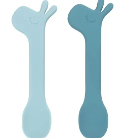 Børn Done by Deer Børnebestik|Babyskeer|Skeer - Silikone - 2-pak - Lalee - Blå