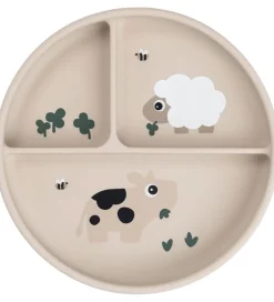 Done by Deer Tallerkener|Stick And Stay Inddelt Tallerken - Tiny Farm - Sand