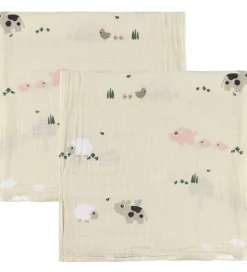 Done by Deer Stofbleer|Pusletid|Stofbleer - Musselin - 2-pak - 65x65 cm - Tiny Farm