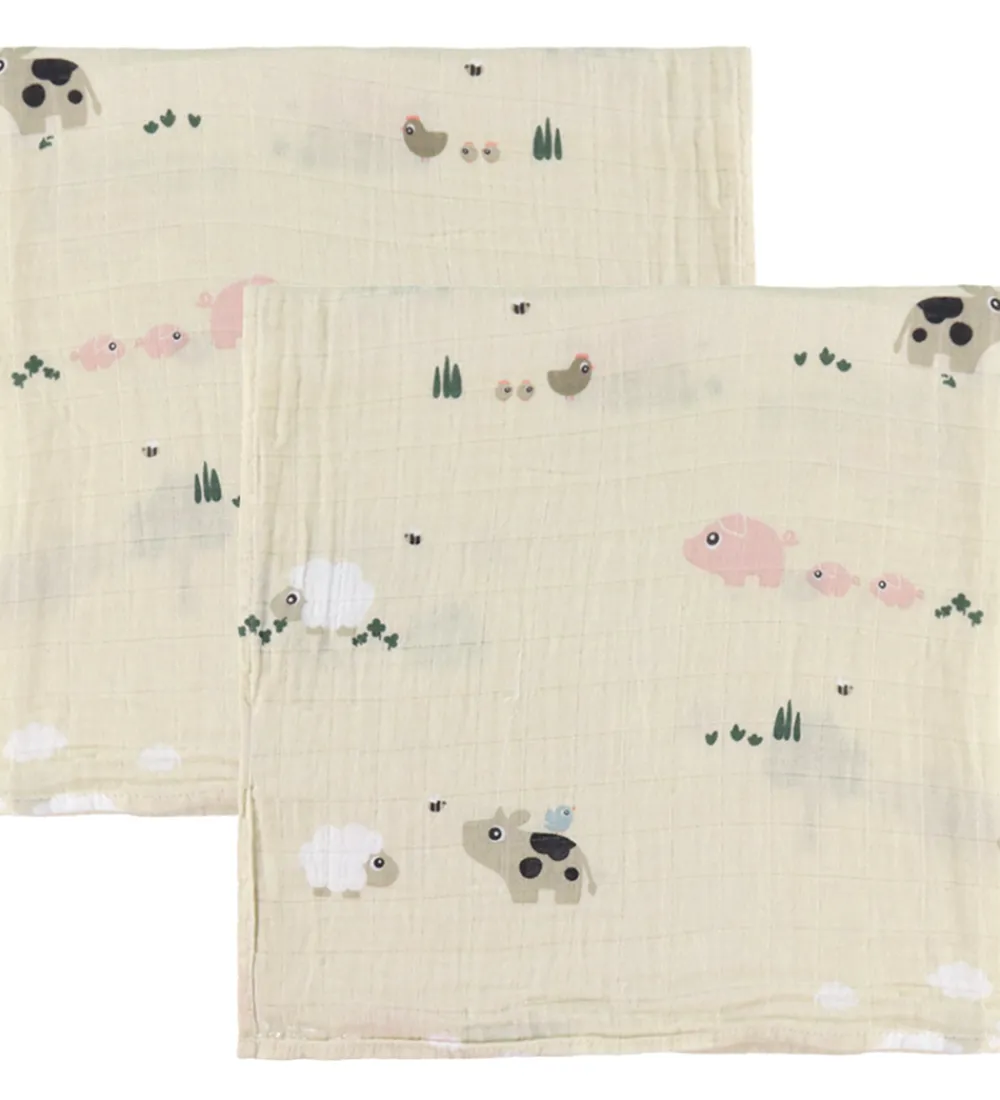 Done by Deer Stofbleer|Pusletid|Stofbleer - Musselin - 2-pak - 65x65 cm - Tiny Farm