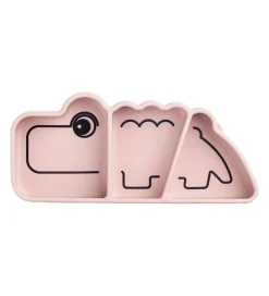 Done by Deer Tallerkener>Tallerken - Silikone - 3 Rum - Stick & Stay - Croco