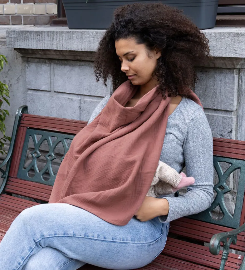 Doomoo Bideringe|Stofbleer>Ammetæppe m. Bidering - Musselin - 100x85 cm - Terracotta