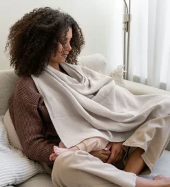 Doomoo Bideringe|Stofbleer|Ammetæppe m. Bidering - Musselin - 100x85 cm - Beige