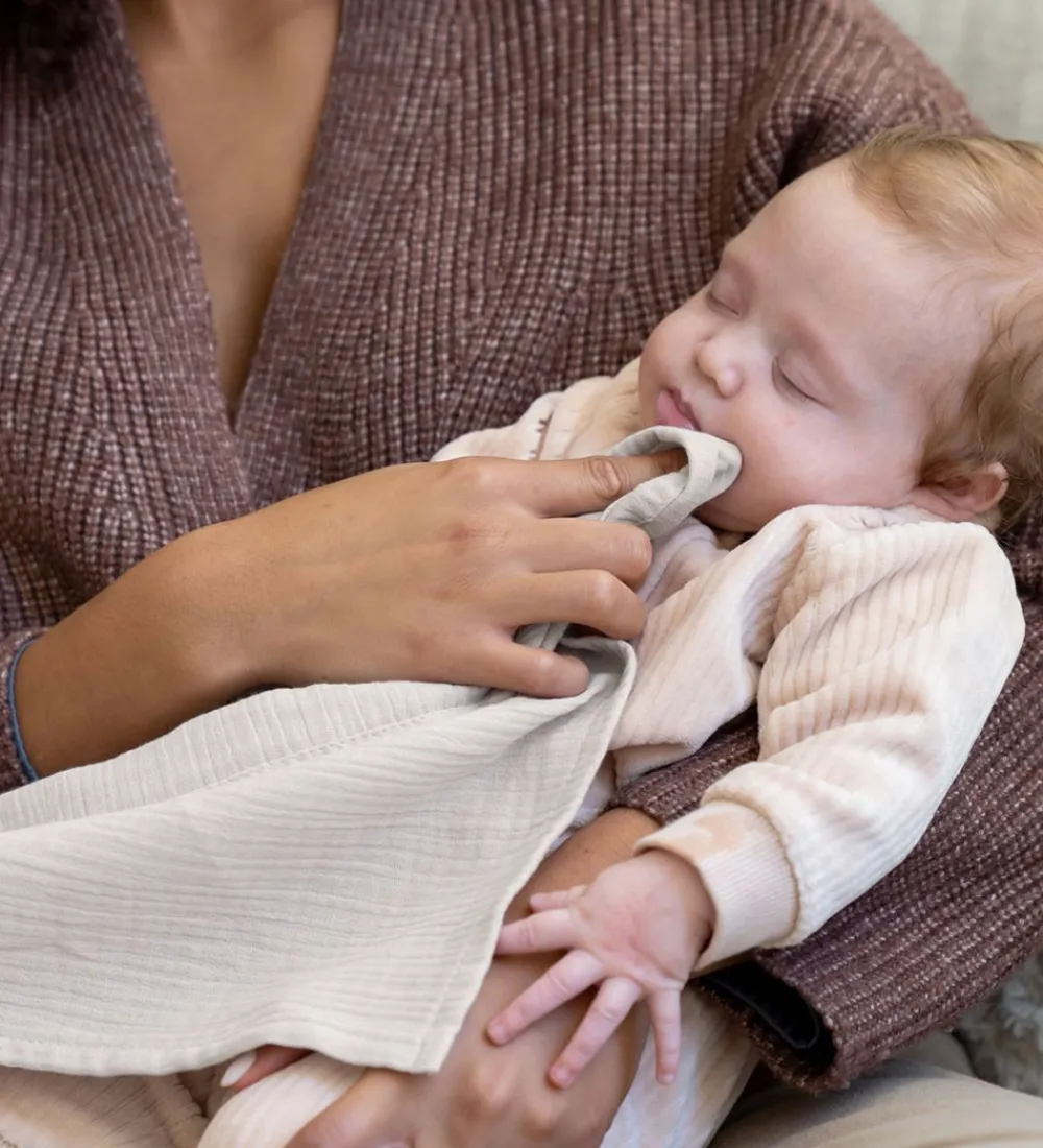 Doomoo Bideringe|Stofbleer|Ammetæppe m. Bidering - Musselin - 100x85 cm - Beige