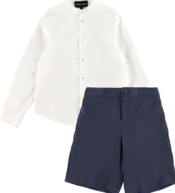 Børn Emporio Armani Konfirmationstøj|Sæt - Skjorte/Shorts - Hvid/Dark Navy