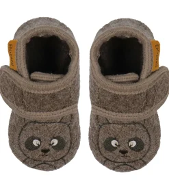 En Fant Hjemmesko|Hjemmesko - Uld - Chocolate Brown m. Bjørn