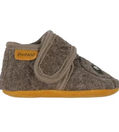 En Fant Hjemmesko|Hjemmesko - Uld - Chocolate Brown m. Bjørn