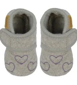 En Fant Hjemmesko>Hjemmesko - Uld - Grape Shake m. Hjerter