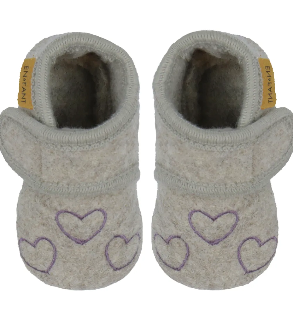 En Fant Hjemmesko>Hjemmesko - Uld - Grape Shake m. Hjerter